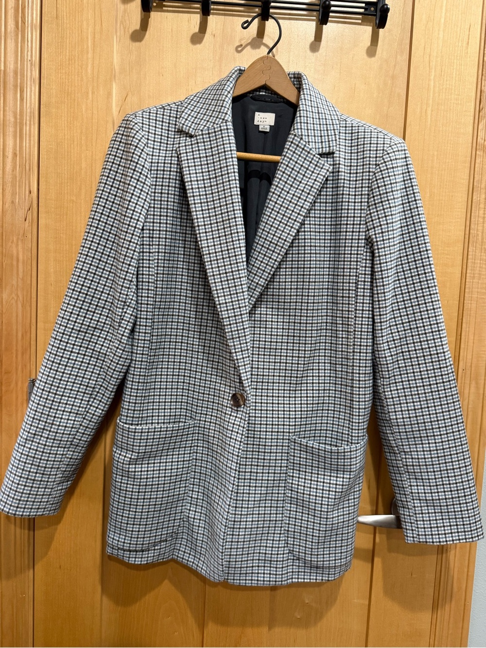 a new day Black and White Checked Single-Button Blazer